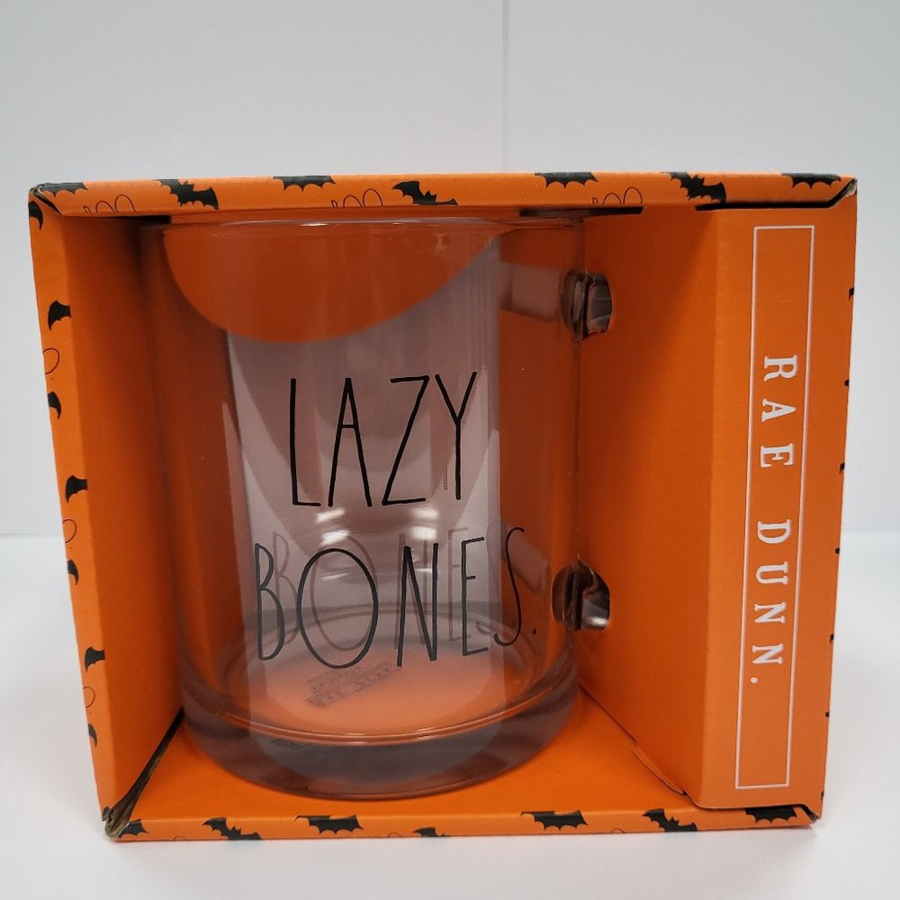 Rae Dunn Clear Lazy Bones Glass Halloween Mugs